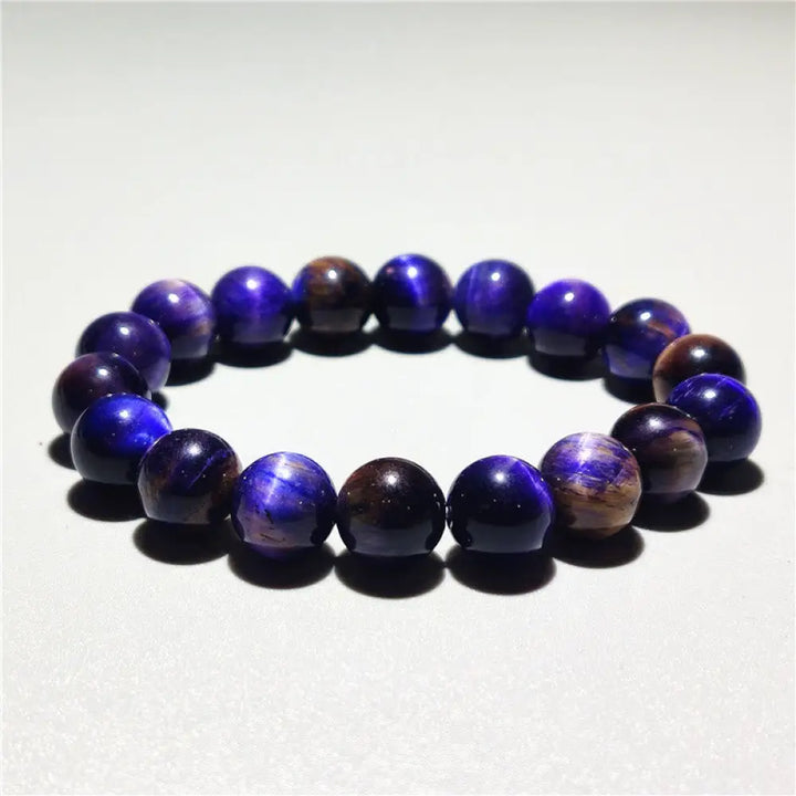 Buddha Stones Various Tiger Eye Confidence Bracelet - BWOOOH - Purple Tiger Eye(Wrist Circumference: 14-16cm) / 10mm