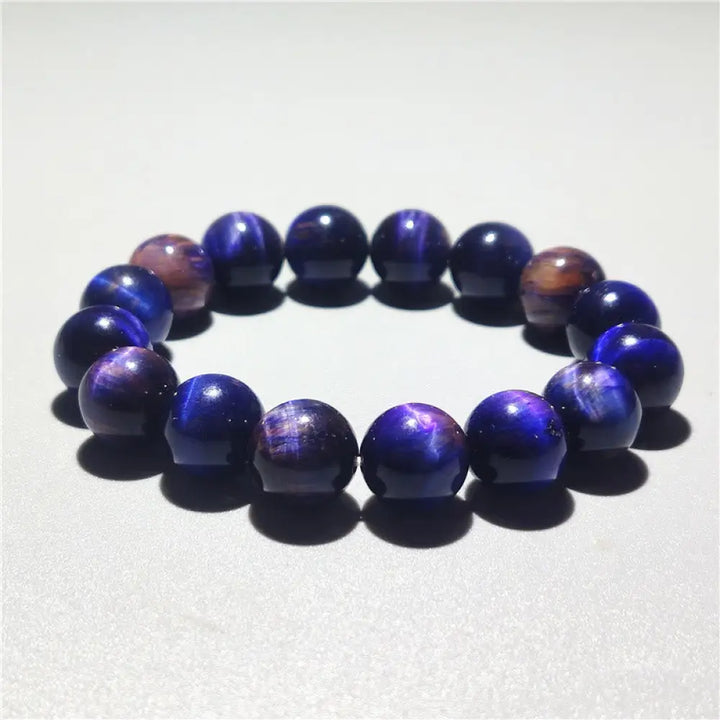 Buddha Stones Various Tiger Eye Confidence Bracelet - BWOOOH - Purple Tiger Eye(Wrist Circumference: 14-16cm) / 12mm