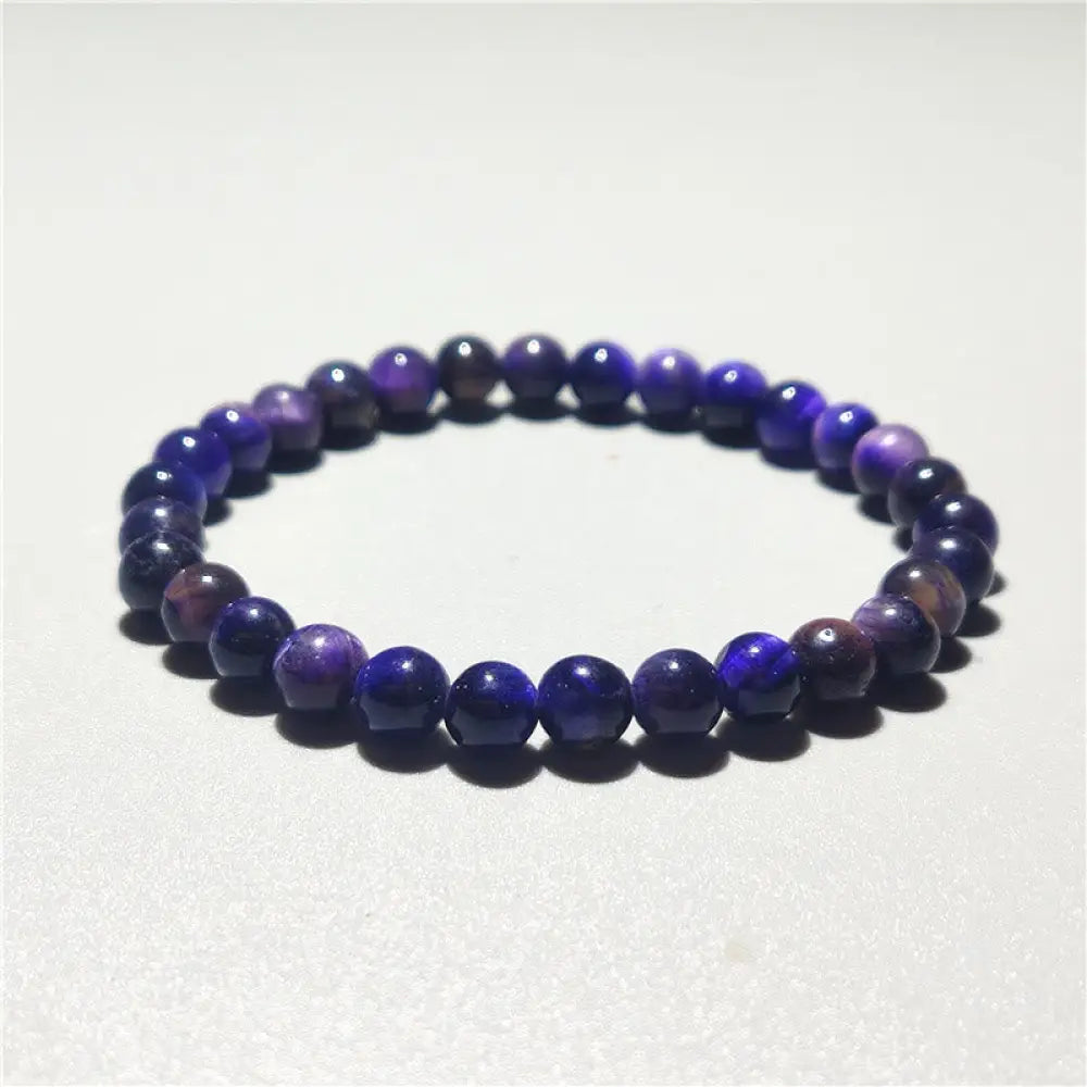 Buddha Stones Various Tiger Eye Confidence Bracelet - BWOOOH - Purple Tiger Eye(Wrist Circumference: 14-16cm) / 6mm