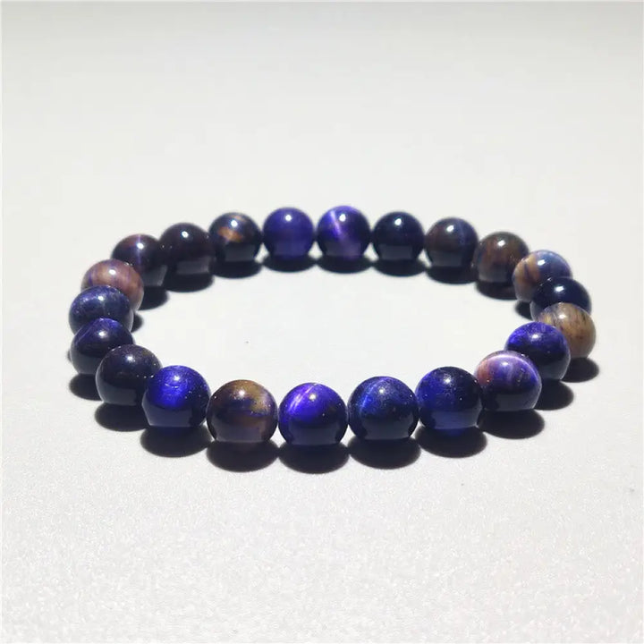 Buddha Stones Various Tiger Eye Confidence Bracelet - BWOOOH - Purple Tiger Eye(Wrist Circumference: 14-16cm) / 8mm