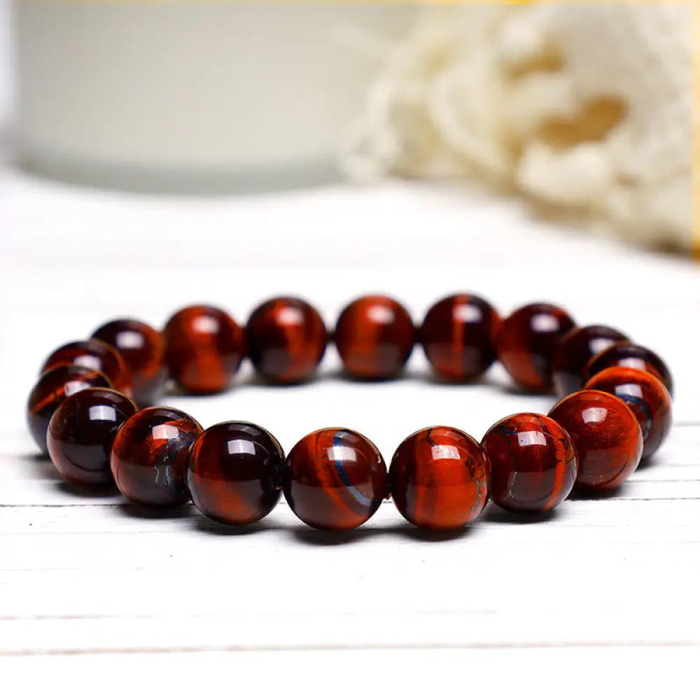 Buddha Stones Various Tiger Eye Confidence Bracelet - BWOOOH - Red Tiger Eye(Wrist Circumference: 14-16cm) / 10mm