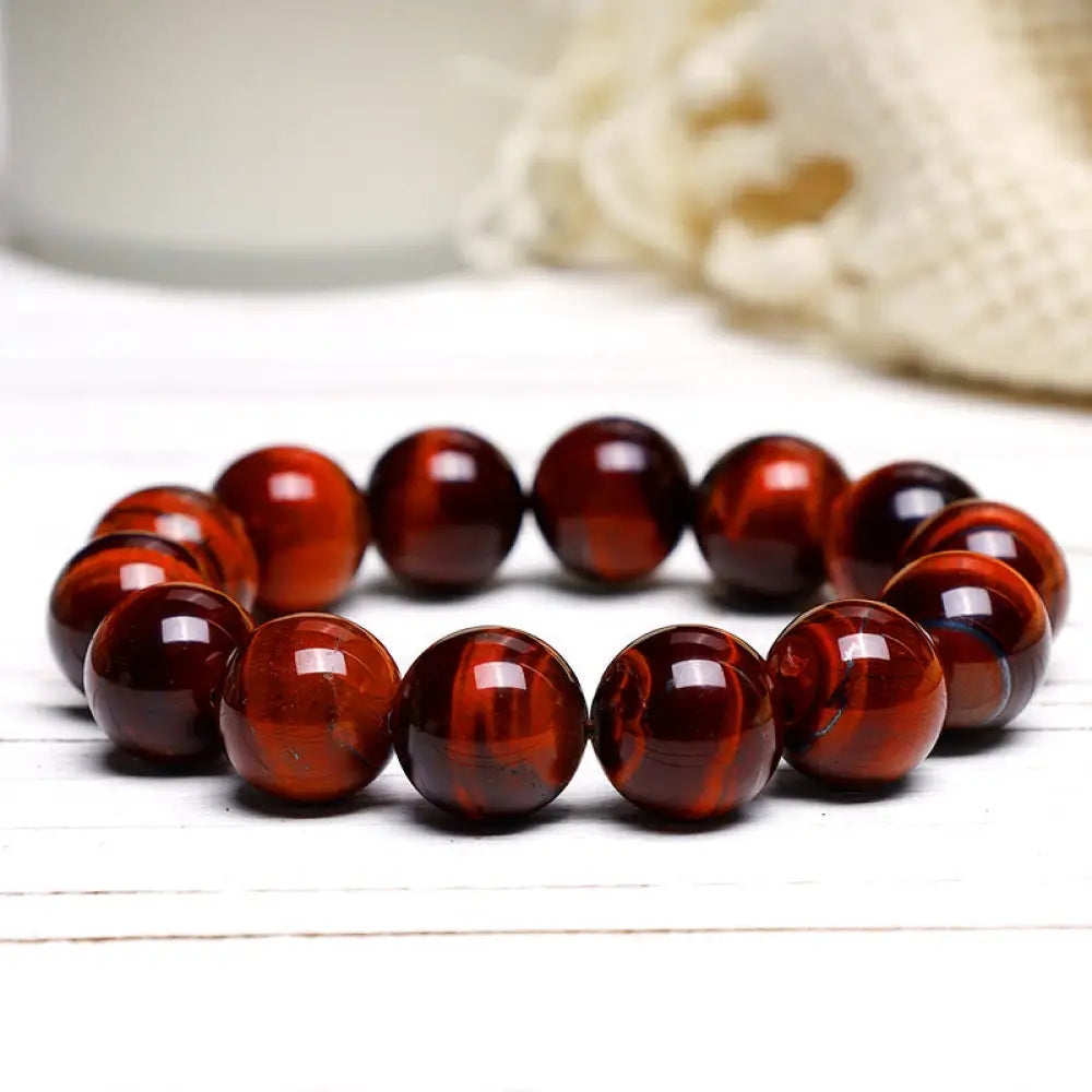 Buddha Stones Various Tiger Eye Confidence Bracelet - BWOOOH - Red Tiger Eye(Wrist Circumference: 14-16cm) / 12mm