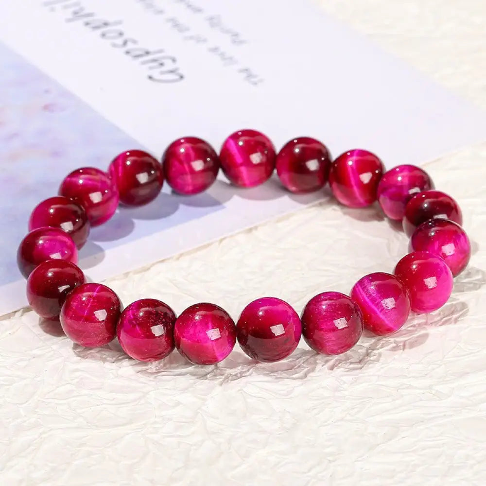 Buddha Stones Various Tiger Eye Confidence Bracelet - BWOOOH - Rose Red Tiger Eye(Wrist Circumference: 14-16cm) / 6mm