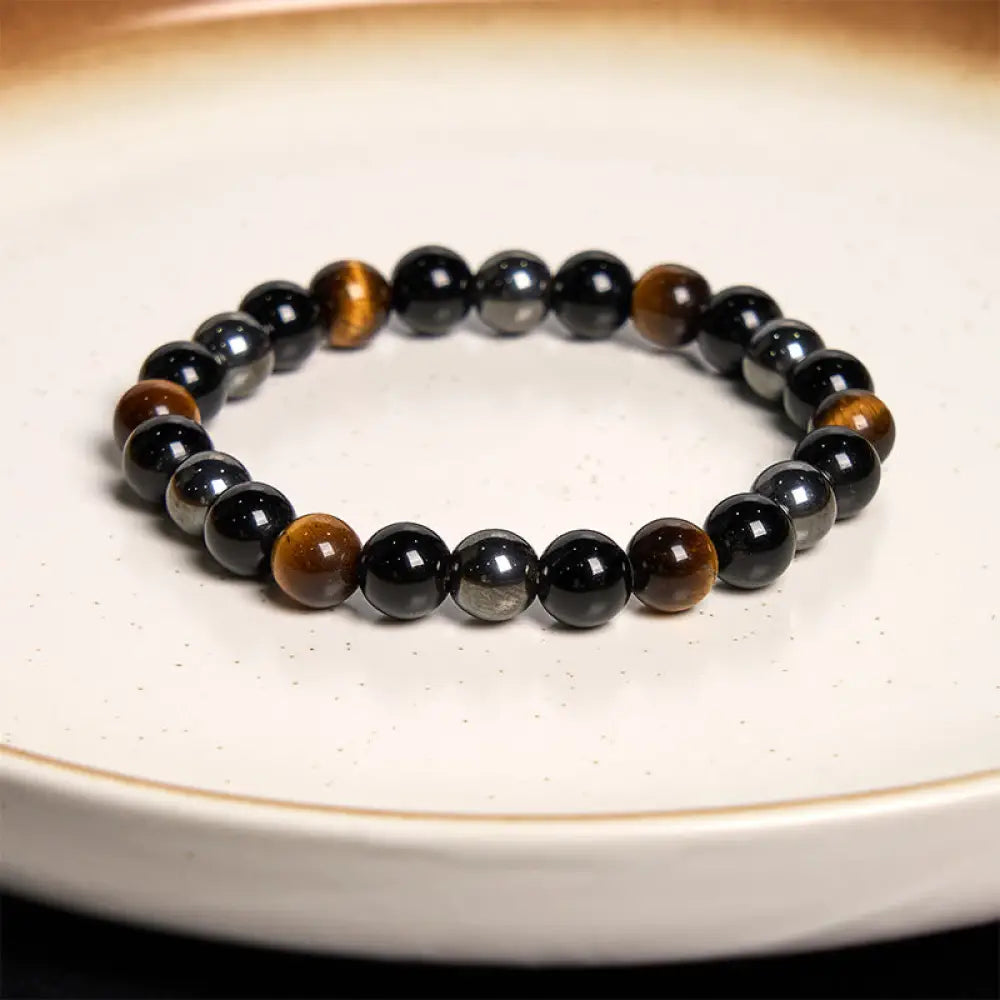 Buddha Stones Various Tiger Eye Confidence Bracelet - BWOOOH - Yellow Tiger Eye Obsidian Hematite(Wrist Circumference: