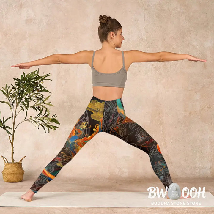 BWOOOH printed yoga leggings - Vibrant Phoenix Gym Leggings Women&