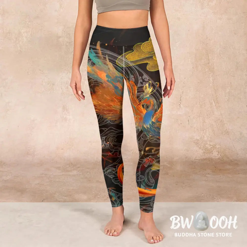 BWOOOH printed yoga leggings - Vibrant Phoenix Gym Leggings Women&
