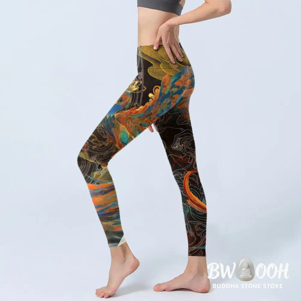 BWOOOH printed yoga leggings - Vibrant Phoenix Gym Leggings Women&