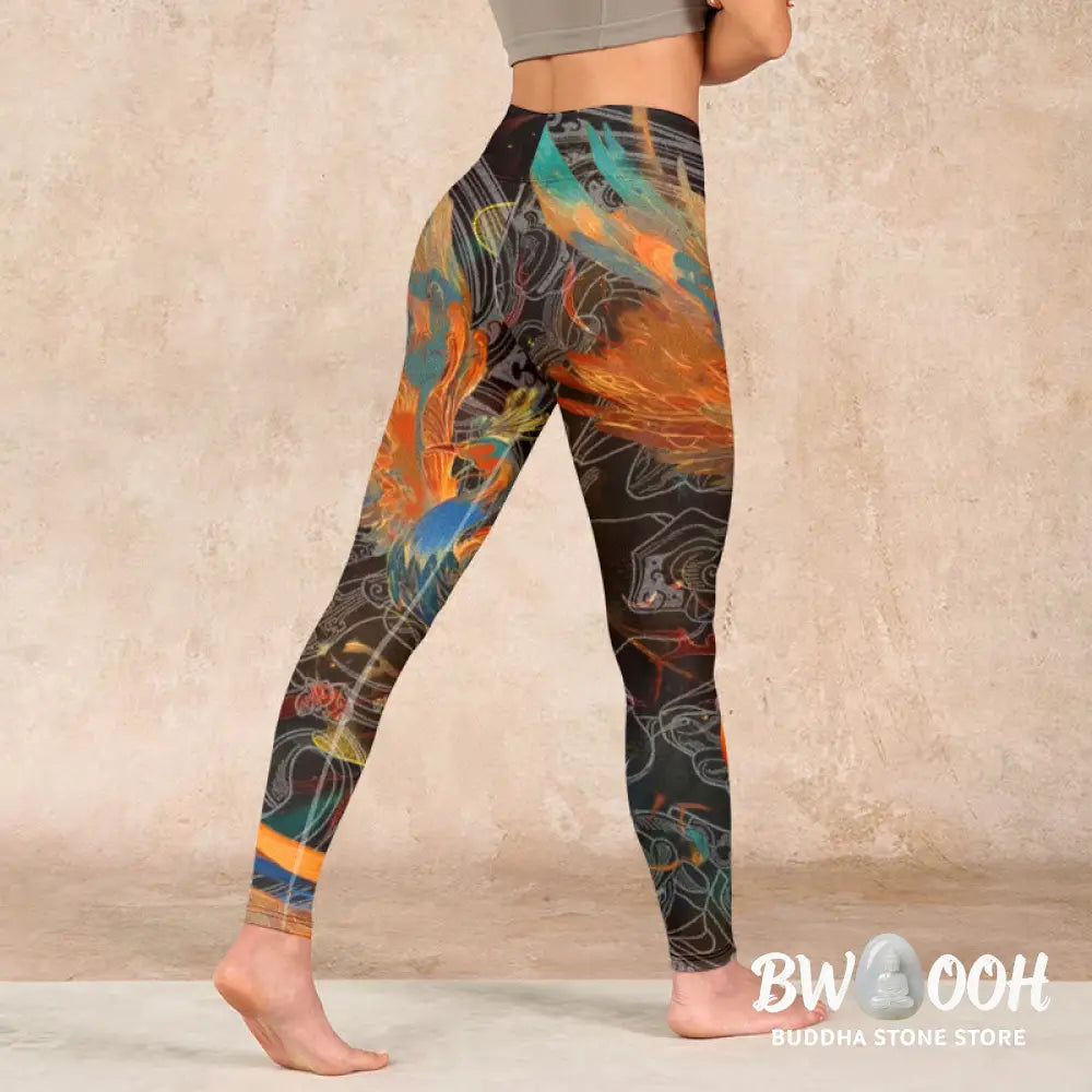 BWOOOH printed yoga leggings - Vibrant Phoenix Gym Leggings Women&