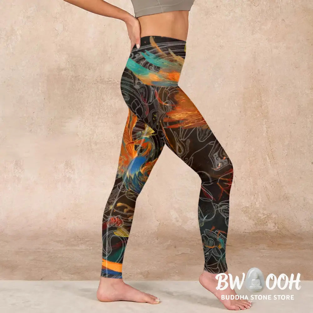 BWOOOH printed yoga leggings - Vibrant Phoenix Gym Leggings Women&