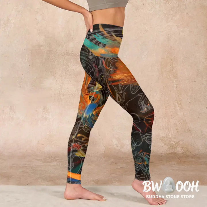 BWOOOH printed yoga leggings - Vibrant Phoenix Gym Leggings Women&
