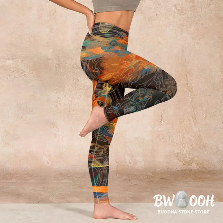BWOOOH printed yoga leggings - Vibrant Phoenix Gym Leggings Women&