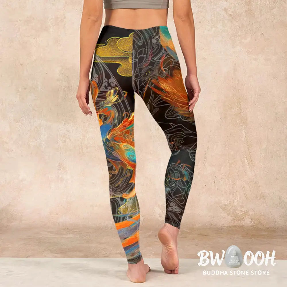 BWOOOH printed yoga leggings - Vibrant Phoenix Gym Leggings Women&