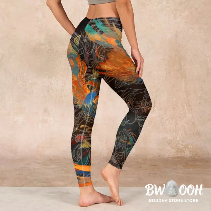 BWOOOH printed yoga leggings - Vibrant Phoenix Gym Leggings Women&