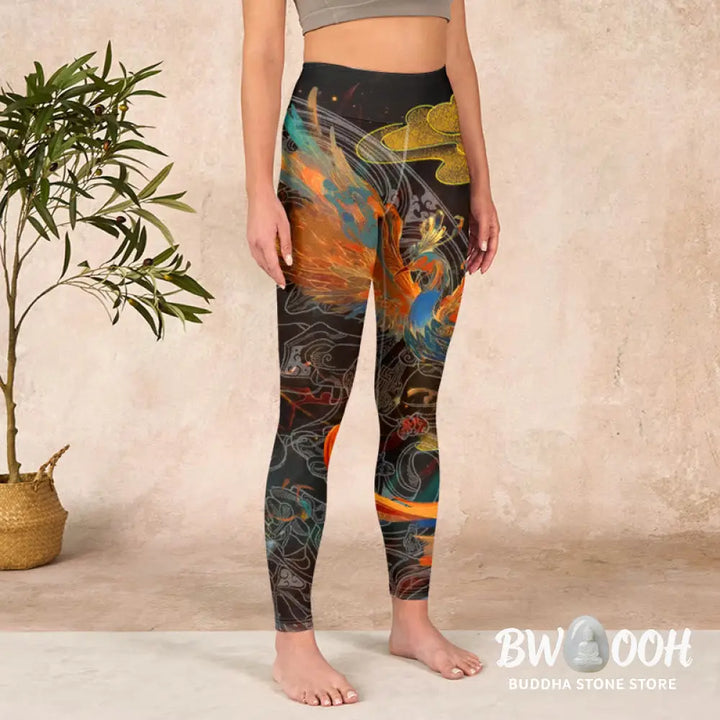 BWOOOH printed yoga leggings - Vibrant Phoenix Gym Leggings Women&