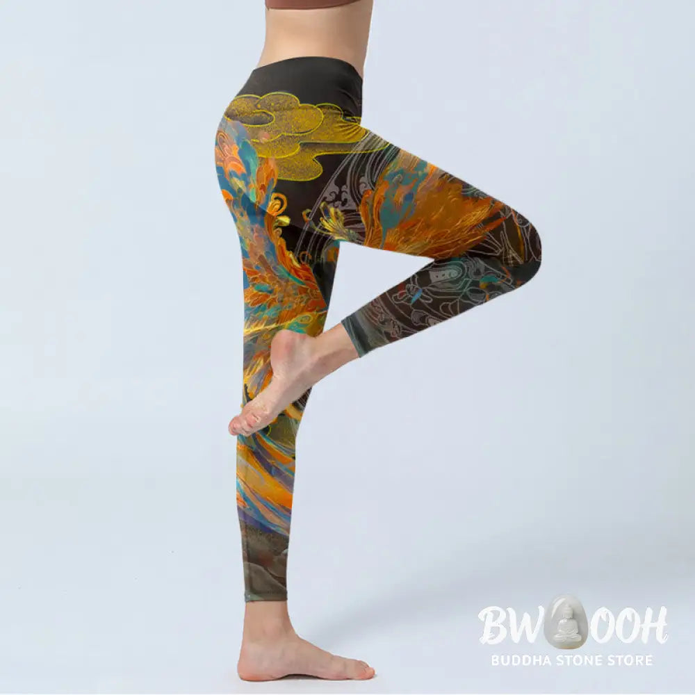 BWOOOH printed yoga leggings - Vibrant Phoenix Gym Leggings Women&