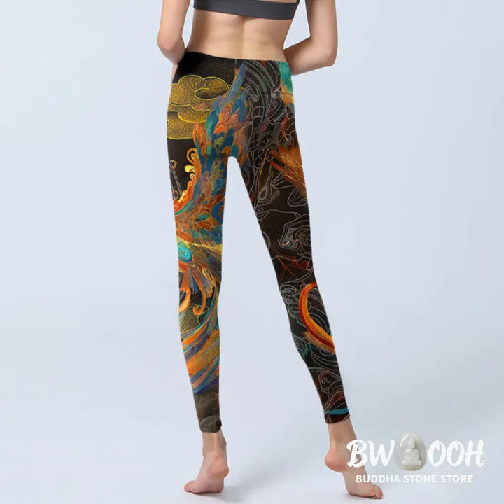 BWOOOH printed yoga leggings - Vibrant Phoenix Gym Leggings Women&