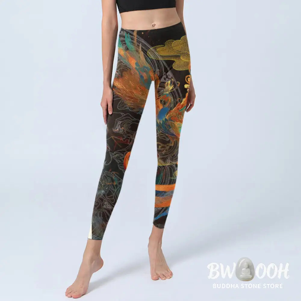 BWOOOH printed yoga leggings - Vibrant Phoenix Gym Leggings Women&