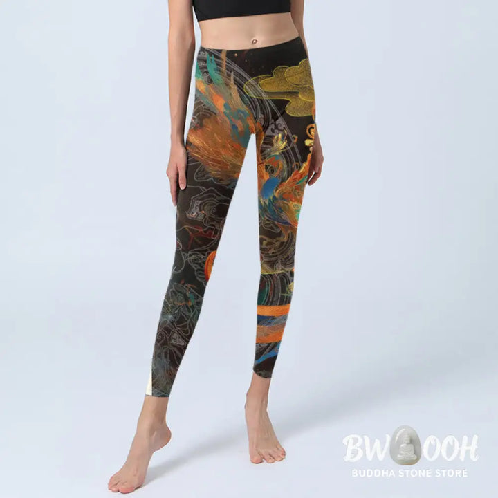 BWOOOH printed yoga leggings - Vibrant Phoenix Gym Leggings Women&