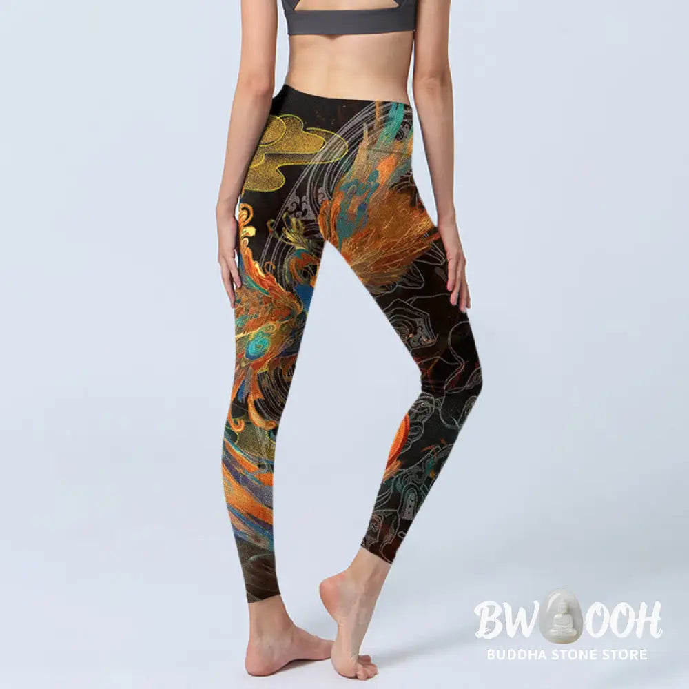 BWOOOH printed yoga leggings - Vibrant Phoenix Gym Leggings Women&