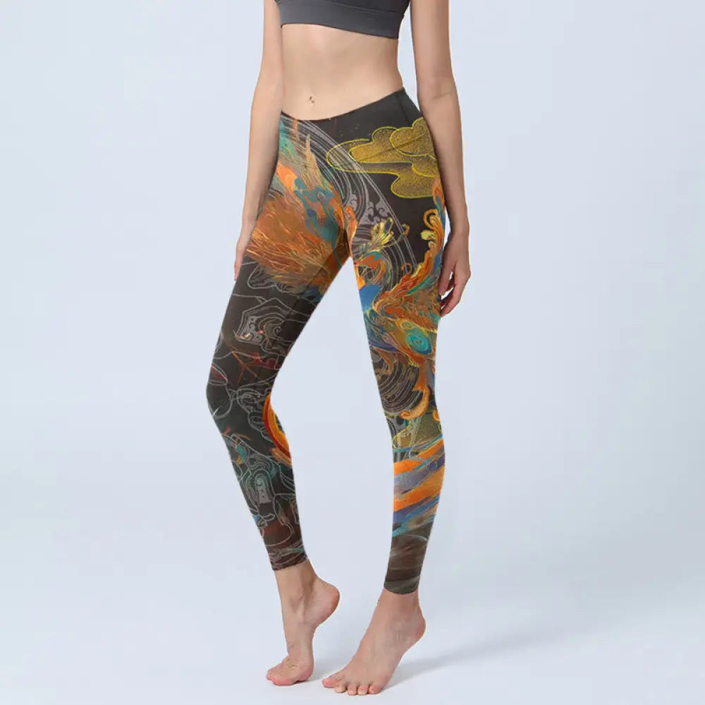 BWOOOH printed yoga leggings - Vibrant Phoenix Gym Leggings Women&