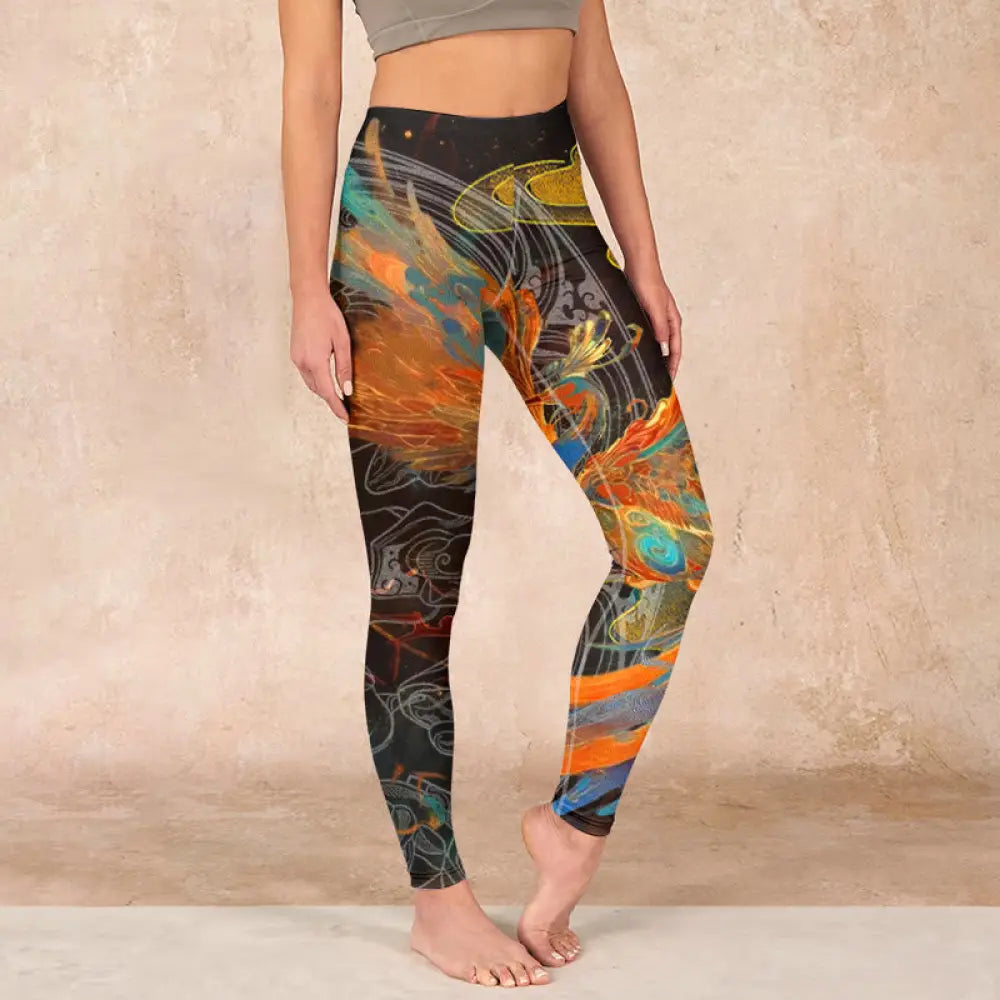 BWOOOH printed yoga leggings - Vibrant Phoenix Gym Leggings Women&