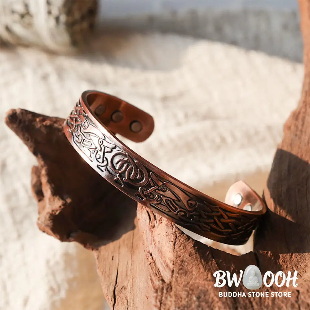 Buddha Stones Viking Birds Magnetic Copper Adjustable Cuff Bracelet Bangle - BWOOOH - Copper - Bracelet Bangle