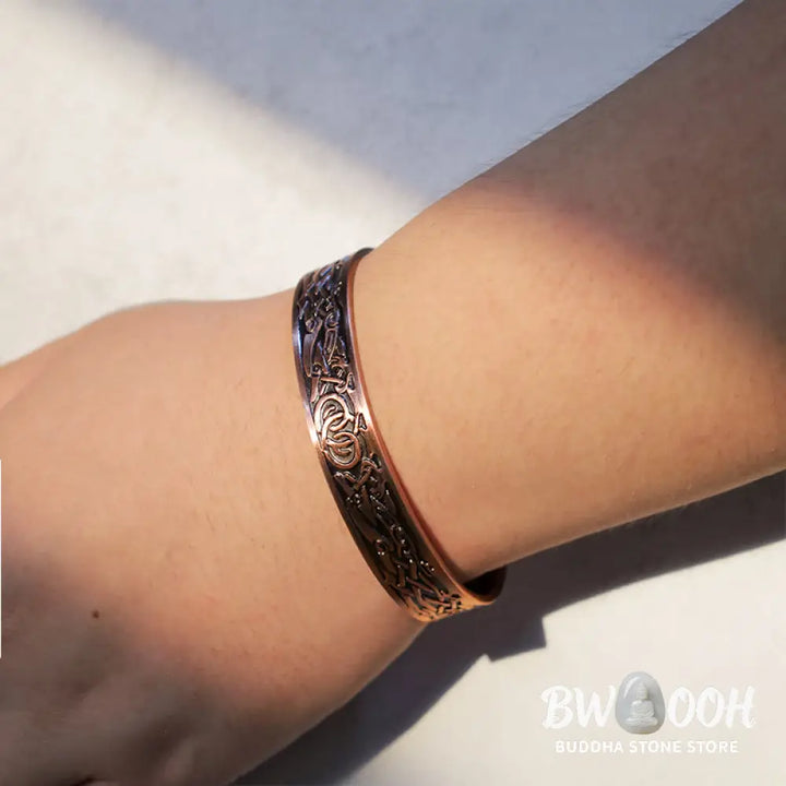 Buddha Stones Viking Birds Magnetic Copper Adjustable Cuff Bracelet Bangle - BWOOOH - Copper - Bracelet Bangle