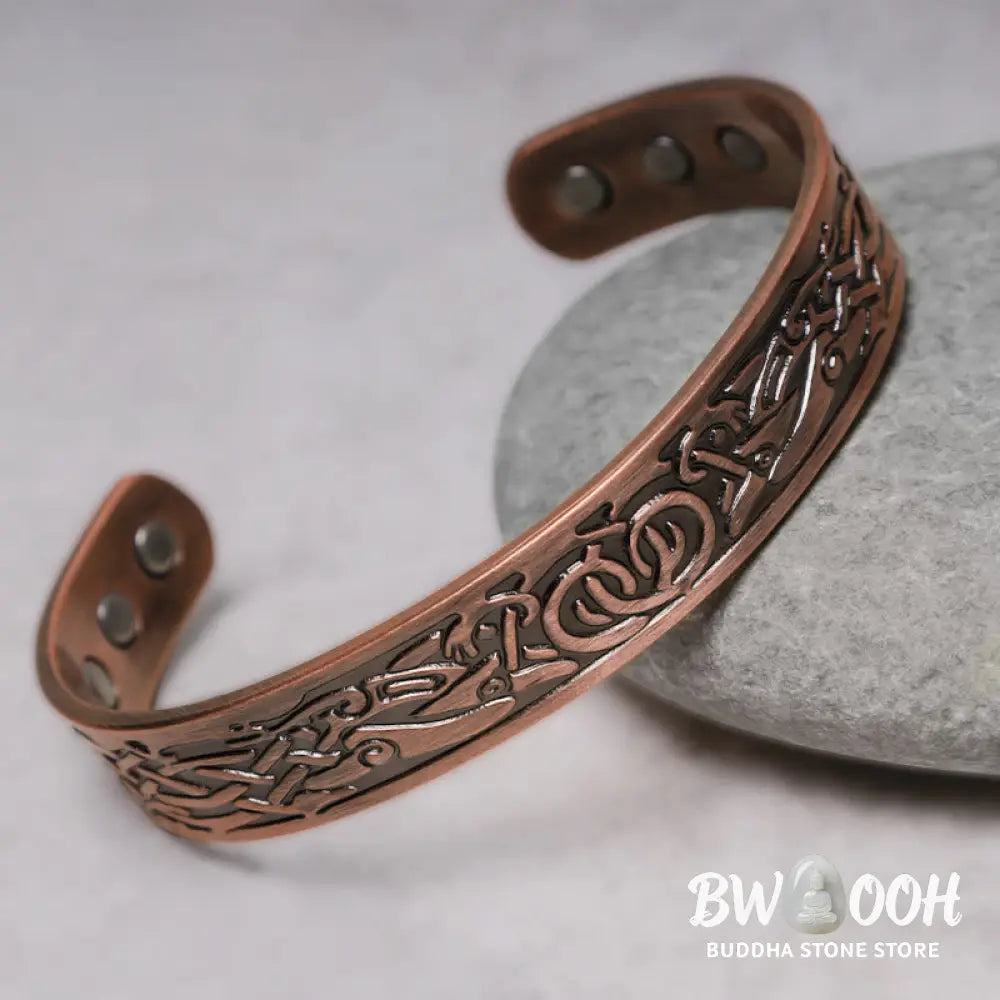 Buddha Stones Viking Birds Magnetic Copper Adjustable Cuff Bracelet Bangle - BWOOOH - Copper - Bracelet Bangle