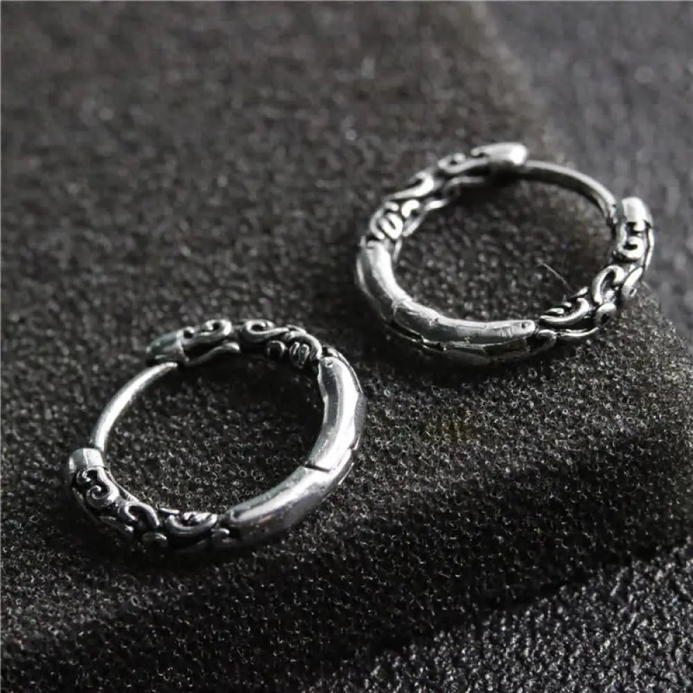 BWOOOH Viking Celtic Hoop Titanium Steel Balance Earrings — natural stone crystal healing bracelet for spiritual healing a...