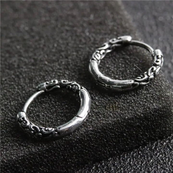 BWOOOH Viking Celtic Hoop Titanium Steel Balance Earrings — natural stone crystal healing bracelet for spiritual healing a...