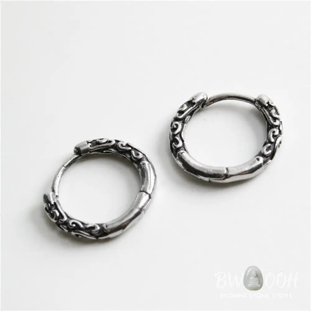 Buddha Stones Viking Celtic Hoop Titanium Steel Balance Earrings - Silver - Earrings