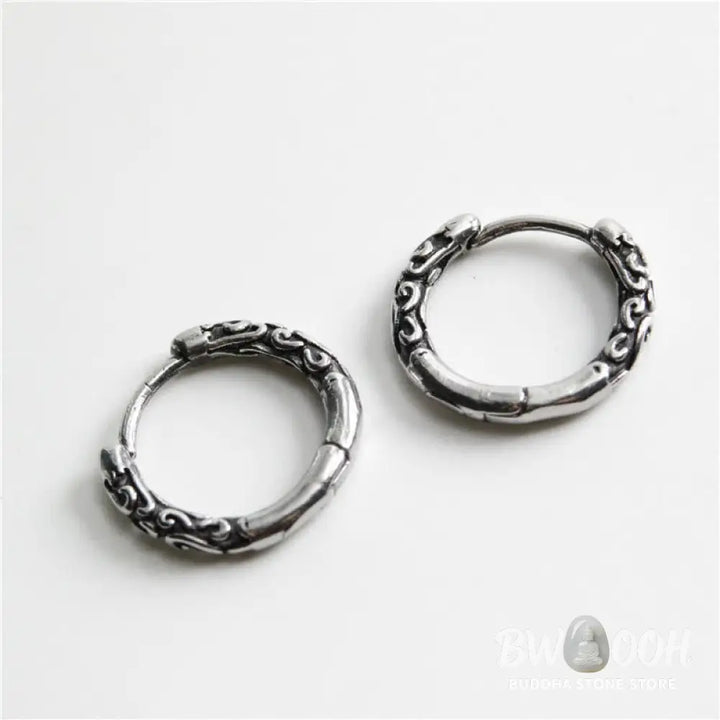 Buddha Stones Viking Celtic Hoop Titanium Steel Balance Earrings - Silver - Earrings