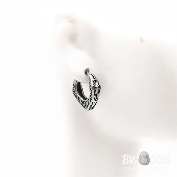 Buddha Stones Viking Hoop Titanium Steel Balance Earrings - Silver - Earrings