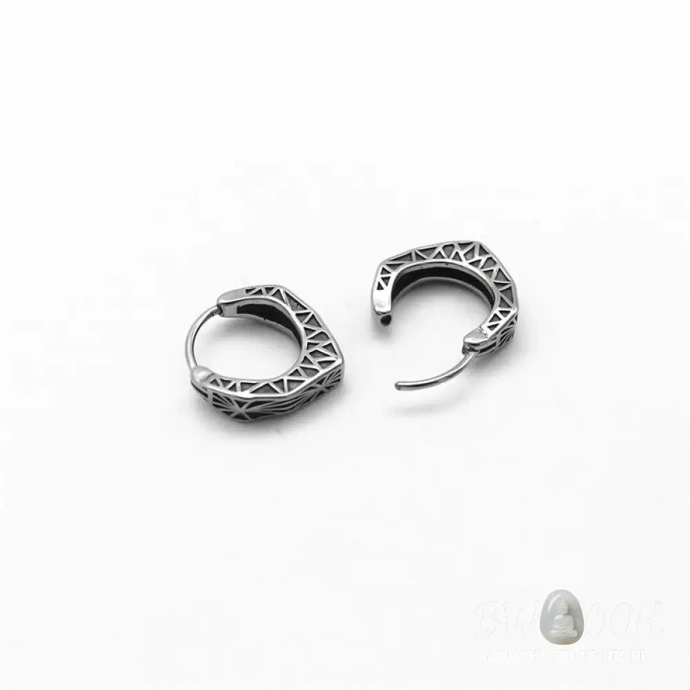 Buddha Stones Viking Hoop Titanium Steel Balance Earrings - Silver - Earrings