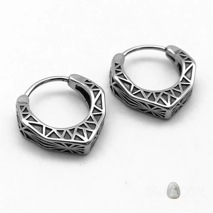Buddha Stones Viking Hoop Titanium Steel Balance Earrings - Silver - Earrings