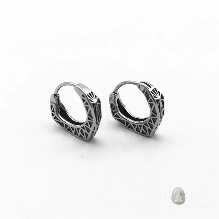 Buddha Stones Viking Hoop Titanium Steel Balance Earrings - Silver - Earrings