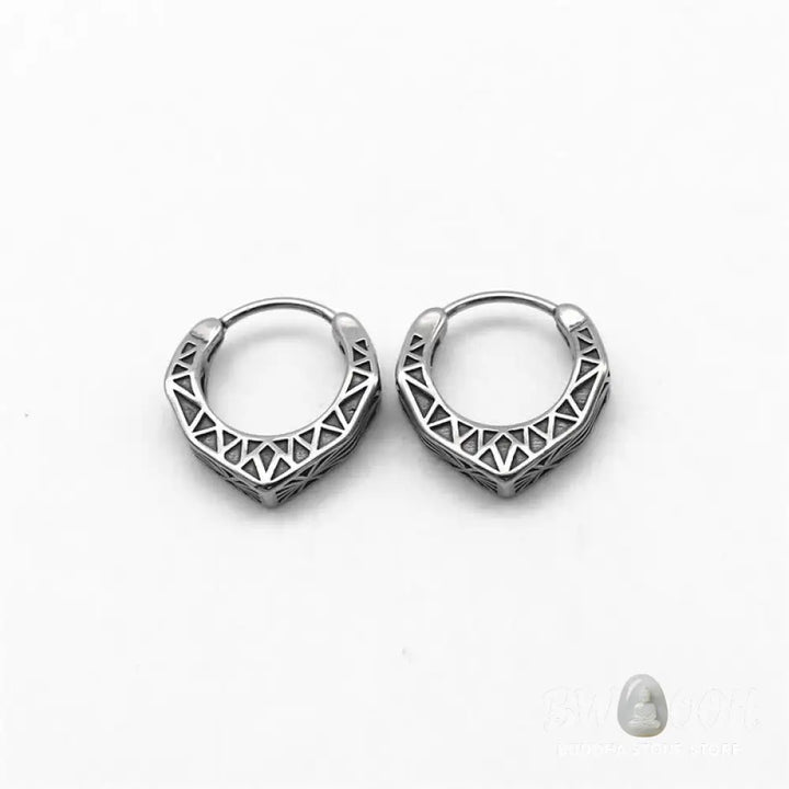 Buddha Stones Viking Hoop Titanium Steel Balance Earrings - Silver - Earrings