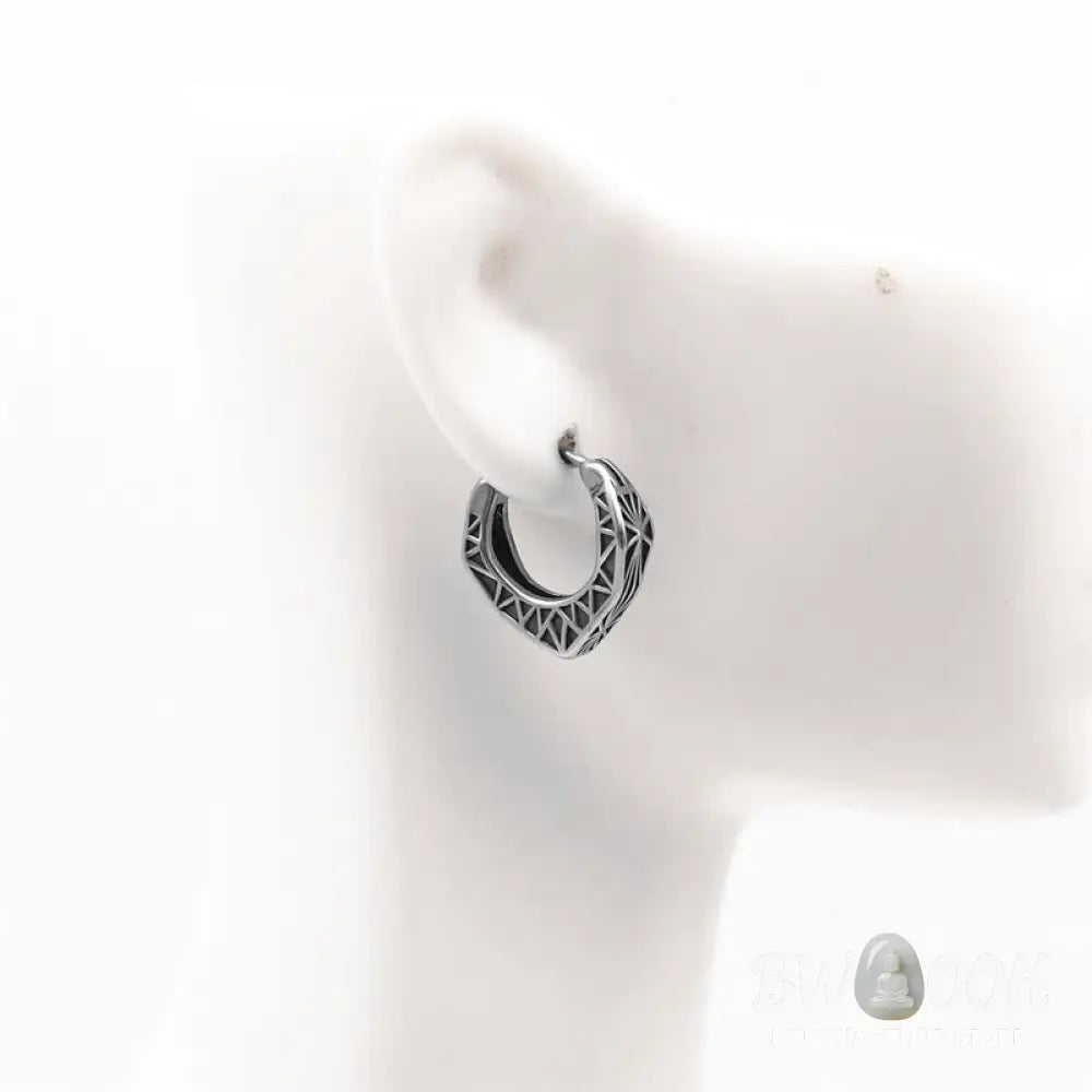 Buddha Stones Viking Hoop Titanium Steel Balance Earrings - Silver - Earrings