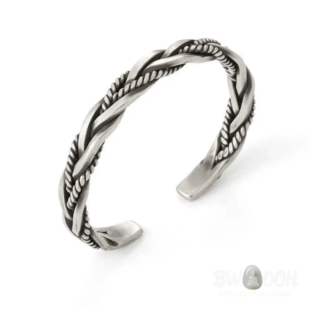 Buddha Stones Viking Style Twisted Braided Pattern Copper Balance Bracelet Bangle - BWOOOH - Bracelet
