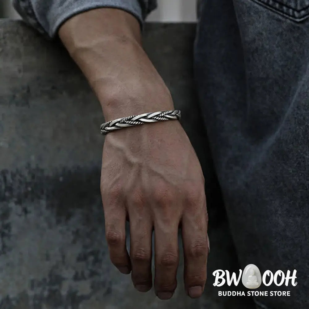 Buddha Stones Viking Style Twisted Braided Pattern Copper Balance Bracelet Bangle - BWOOOH - Bracelet