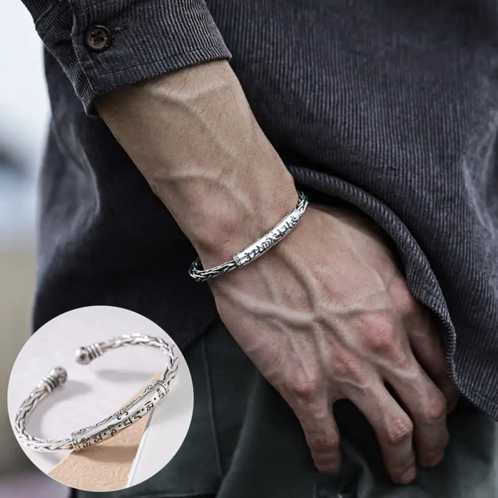 Buddha Stones Viking Style Twisted Braided Pattern Copper Balance Bracelet Bangle - BWOOOH - Letter - Bracelet
