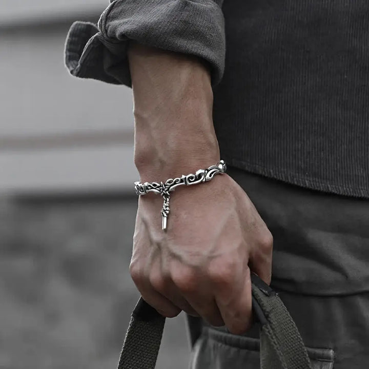 Buddha Stones Viking Style Twisted Braided Pattern Copper Balance Bracelet Bangle - BWOOOH - Sword - Bracelet