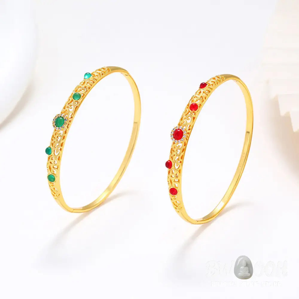 Buddha Stones Vine Design Alloy Zircon Luck Bracelet Bangle - BWOOOH - Bracelet Bangle