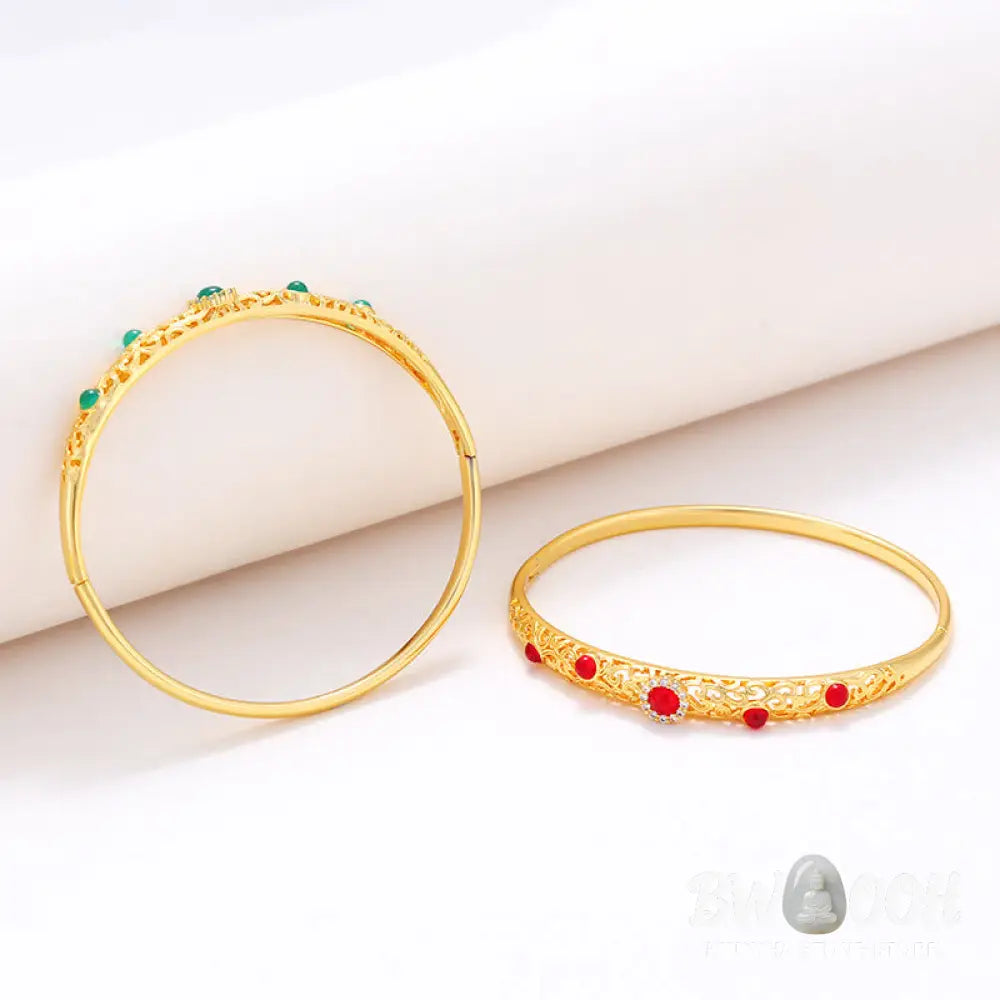 Buddha Stones Vine Design Alloy Zircon Luck Bracelet Bangle - BWOOOH - Bracelet Bangle