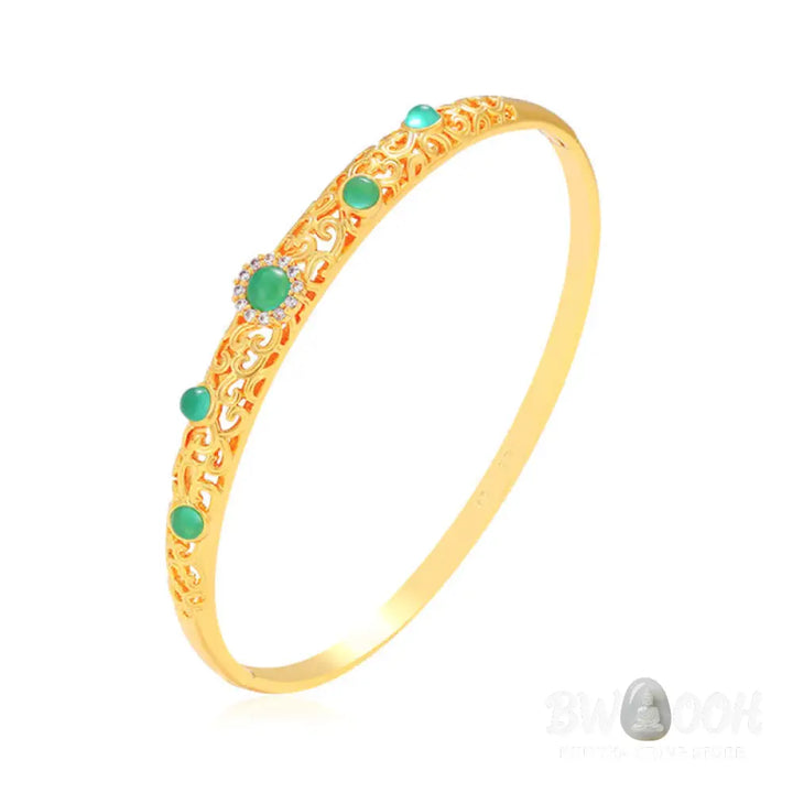 Buddha Stones Vine Design Alloy Zircon Luck Bracelet Bangle - BWOOOH - Bracelet Bangle
