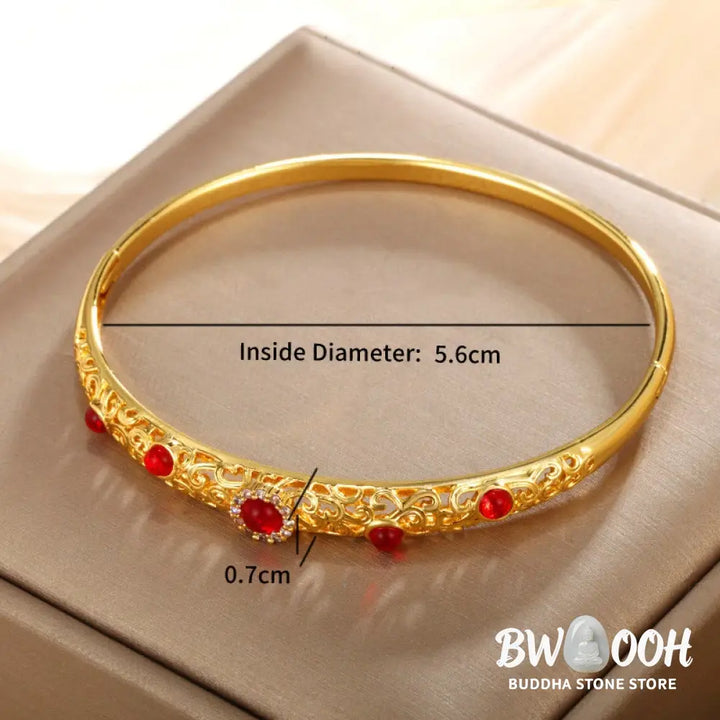 Buddha Stones Vine Design Alloy Zircon Luck Bracelet Bangle - BWOOOH - Bracelet Bangle
