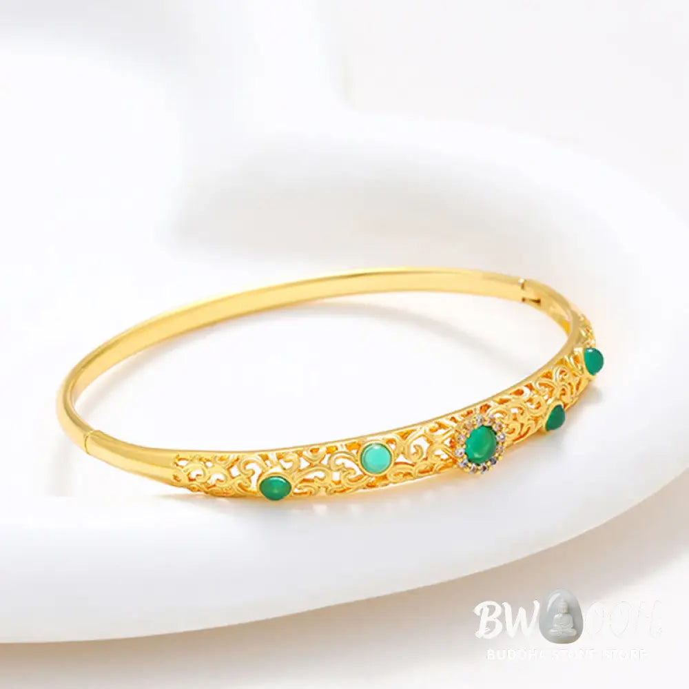 Buddha Stones Vine Design Alloy Zircon Luck Bracelet Bangle - BWOOOH - Bracelet Bangle