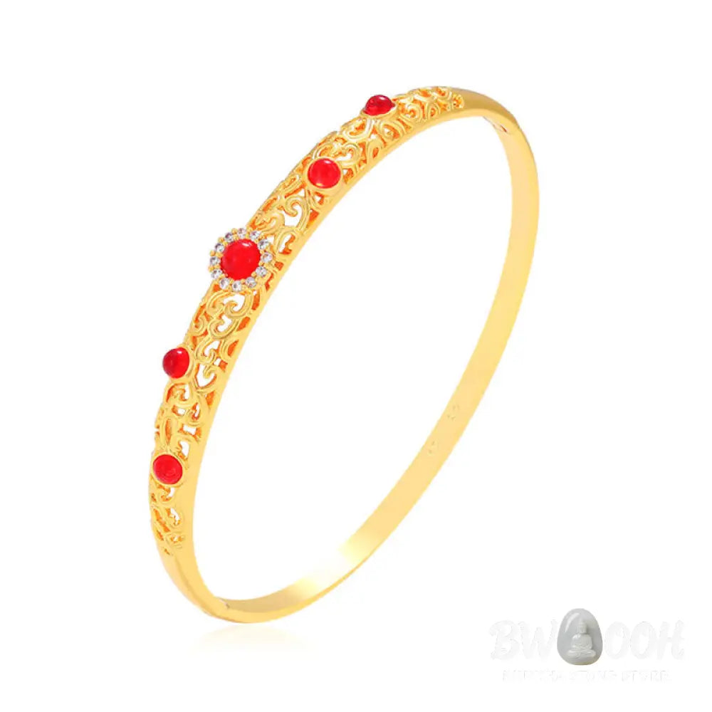 Buddha Stones Vine Design Alloy Zircon Luck Bracelet Bangle - BWOOOH - Bracelet Bangle