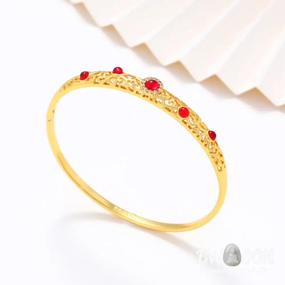 Buddha Stones Vine Design Alloy Zircon Luck Bracelet Bangle - BWOOOH - Bracelet Bangle