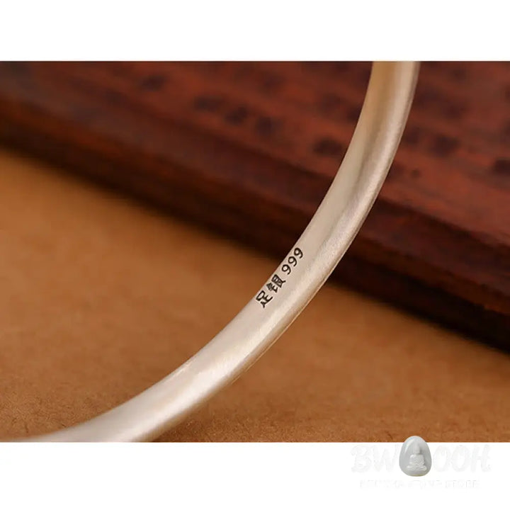 Buddha Stones Vintage 999 Sterling Silver Auspicious Clouds Design Luck Bracelet Bangle - BWOOOH - 999 Sterling Silver